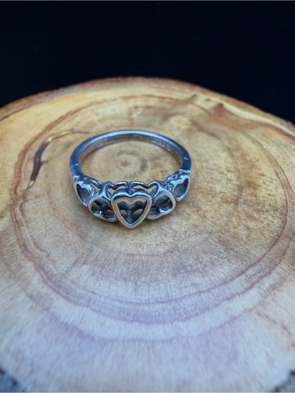 Sterling Silver Raised 5 Heart Ring - Size 7.5 - 2.55g
